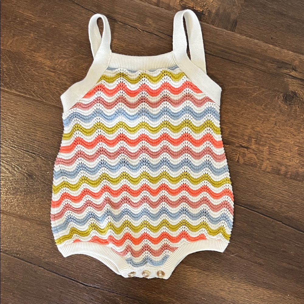 Hanna Andersson Colorful Chevron Knit Toddler Romper